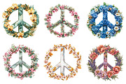 Flower Peace Sign Clipart PNG, an Illustration by SinaCreation (Thumbnail 4 of 5)