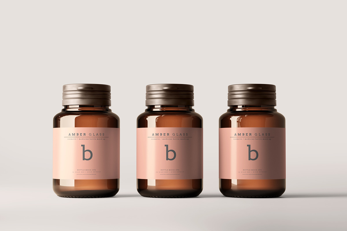 Amber Glass Bottle Mockups, a Cups & Container Mockup by pmvch (Photo 14 of 20)