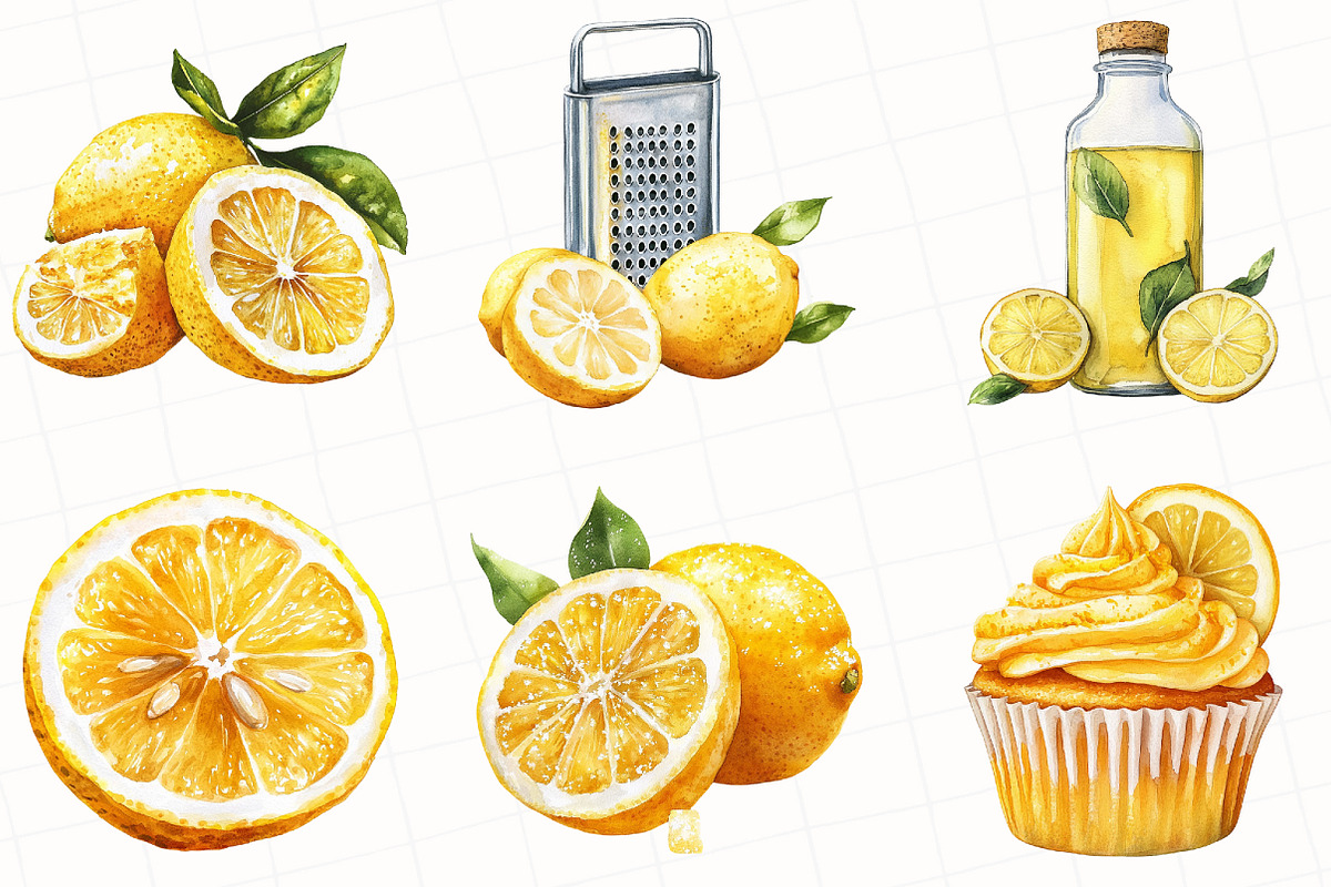 Watercolor Flavorful Lemon Clipart, an Illustration by OK Design (Photo 3 of 5)