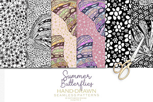 Summer Butterflies Seamless Patterns