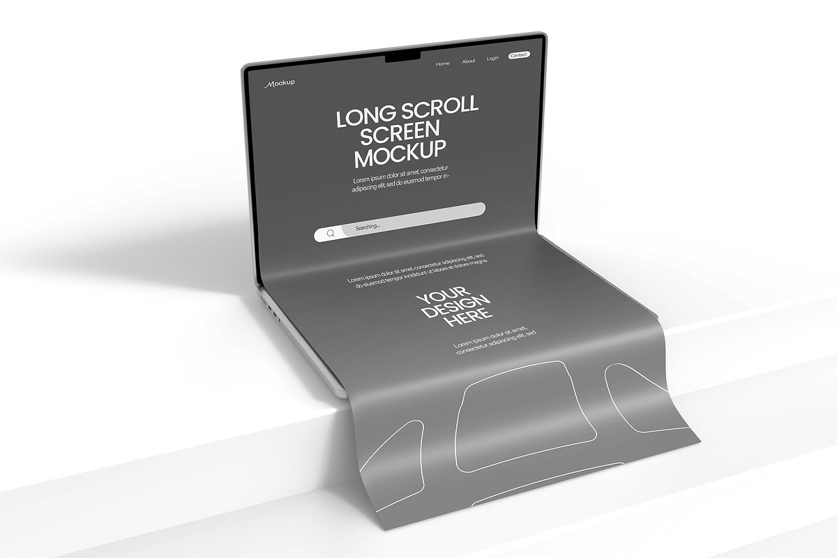 Laptop Screen Long Scroll Mockup