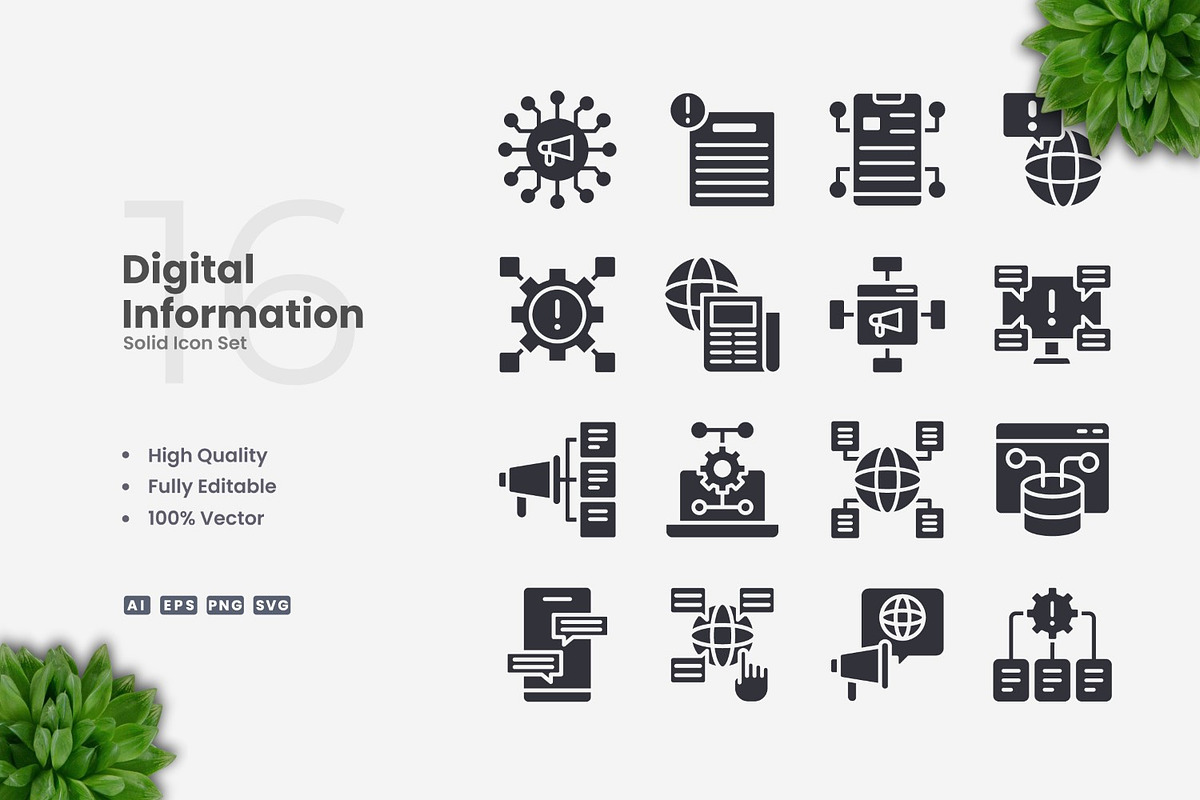 Digital Information Solid Icons, an Icon by Upnowgraphic