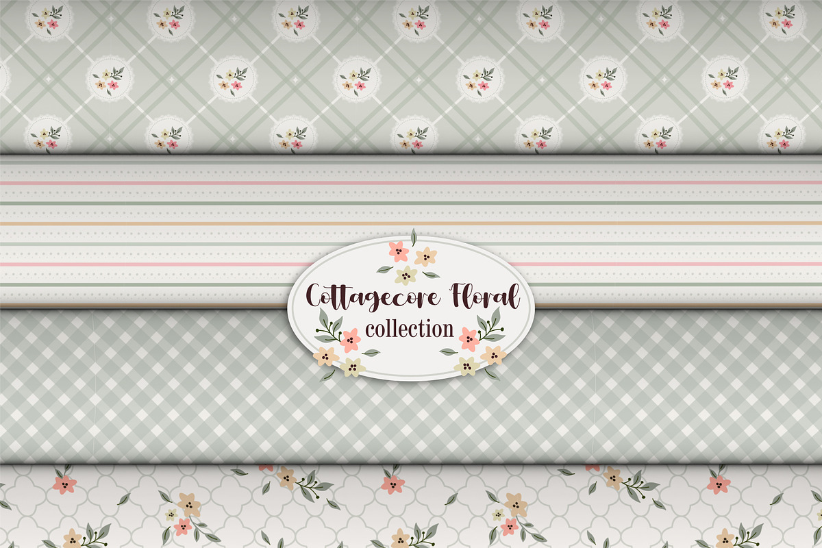 Cottagecore Floral Digital Paper Set, a Pattern Graphic by lindoet23 (Photo 3 of 5)