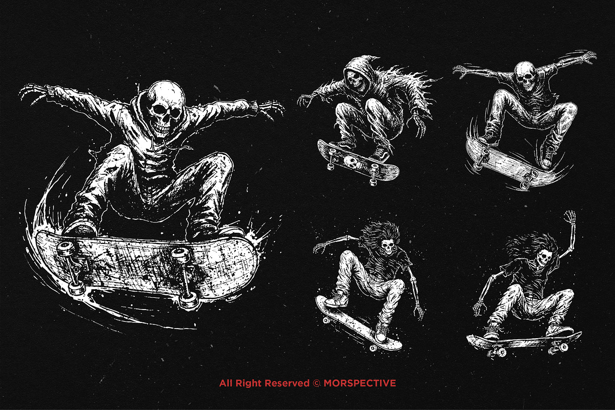 10 Bundle Dark Art Skull Skate Trick, an Illustration by Morspective (Photo 5 of 7)