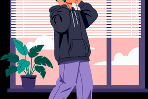Young Listening to Music with Headph, a Photo by angellodeco