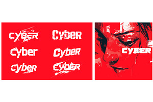 cyber on red background. white, an Object Illustration by Stock-Smart-Start