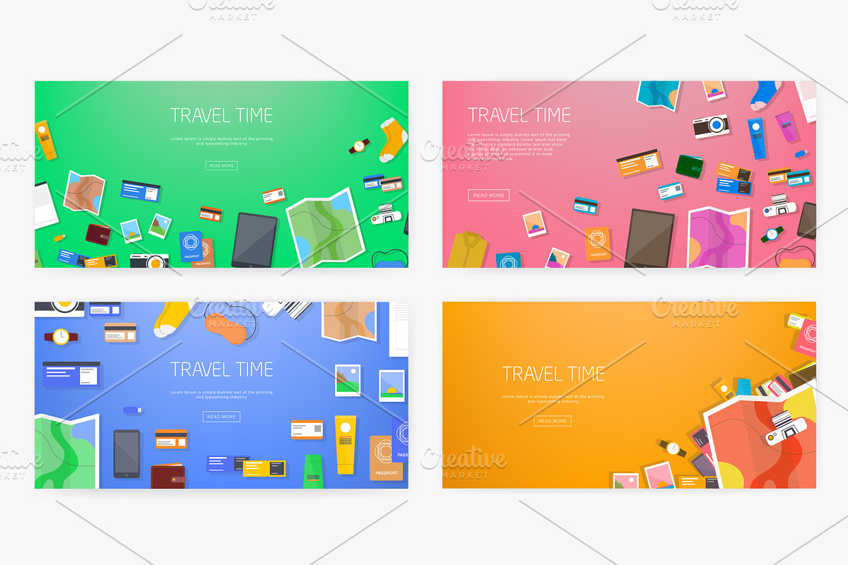 Banners on travel, vacation, a Technology Illustration by Good Studio (Photo 1 of 4)