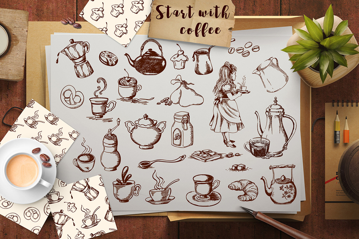 Vintage Coffee Bundle, a Decorative Illustration by Artspace (Photo 1 of 3)