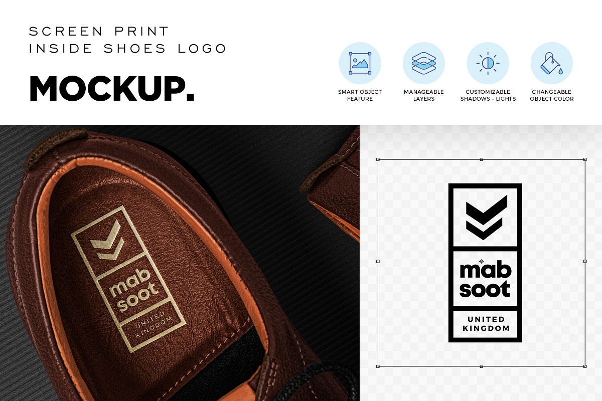 Leather Insole Logo Mockup, a Product Mockup by DesignNeutrons