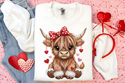 Crochet Valentines Highland Cow PNG, an Illustration by Canvas Craft (Thumbnail 5 of 7)