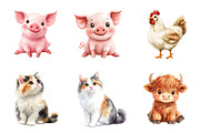 Watercolor Farm Animal Clipart, a Transportation Illustration by SinaCreation (Thumbnail 4 of 6)