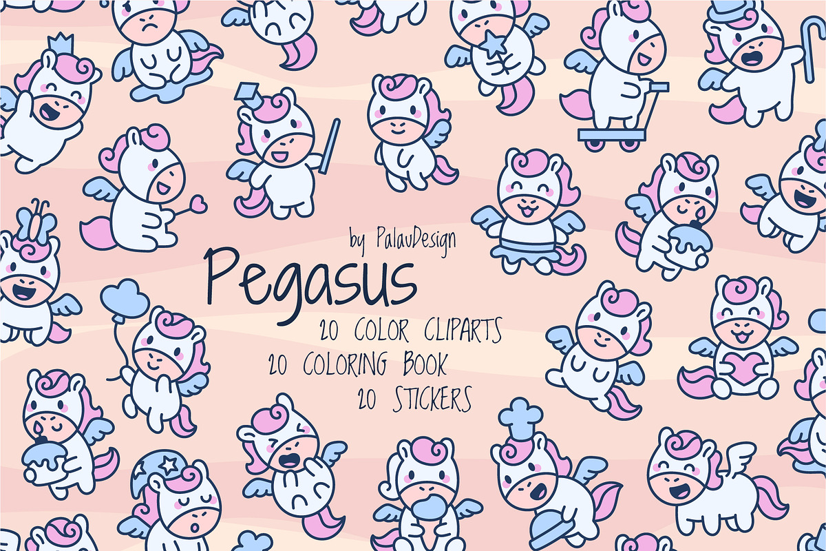 Pegasus Character Bundle, an Animal Illustration by Palau (Photo 1 of 8)