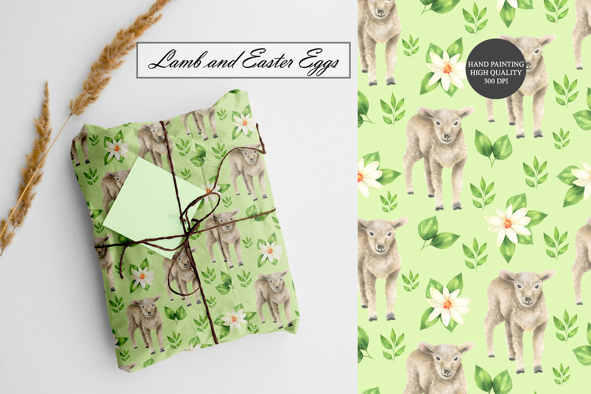 Watercolor Easter Seamless Patterns, an Illustration by OlDm_Shop (Photo 4 of 9)