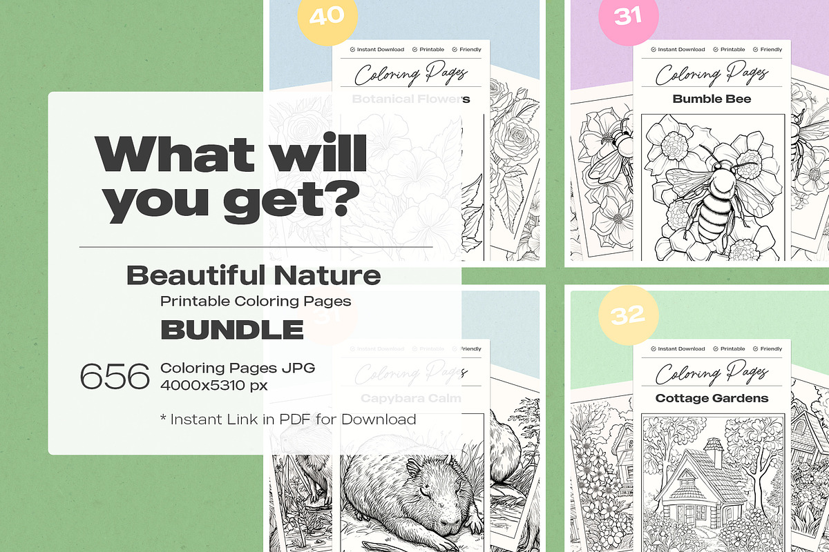 Beautiful Nature Coloring BUNDLE, an Illustration by Pix Cafe (Photo 2 of 13)