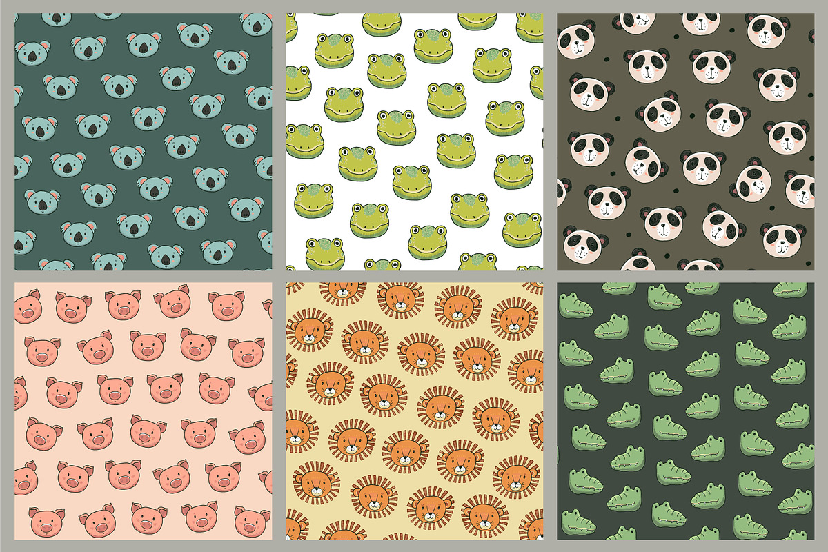 Funny Animal faces illustrations set, an Animal Illustration by GooseFrol (Photo 4 of 9)