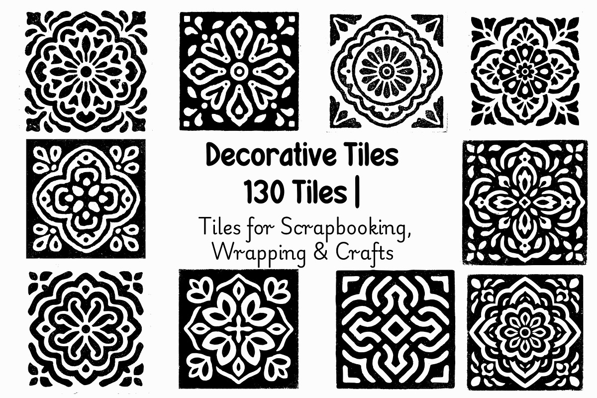 Black and White Decorative Tiles SVG, a Pattern Graphic by Pattern Whimsy (Photo 1 of 4)