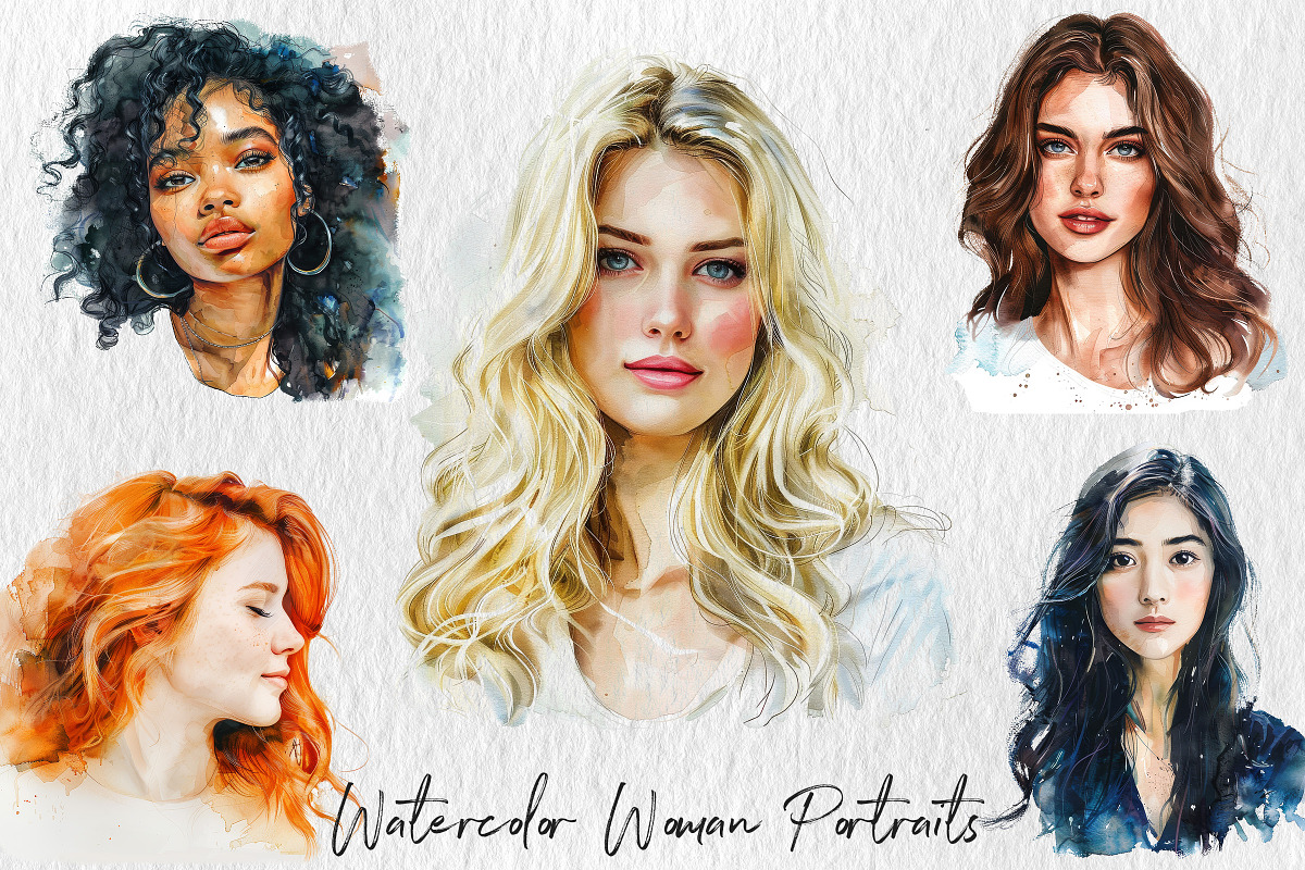 Watercolor women portraits, a Graphic by Norse Studio (Photo 1 of 3)