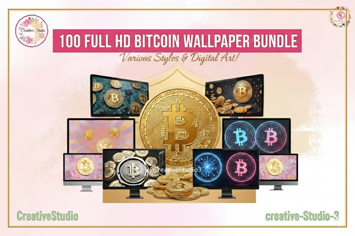 100 Full HD Bitcoin Wallpaper Bundle, a Seasonal Illustration by CreativeStudio_S (Photo 1 of 4)