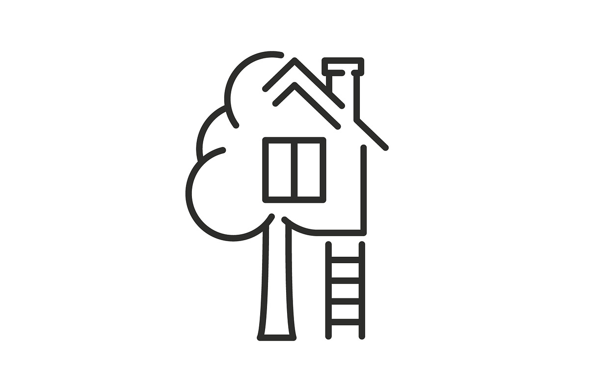 house tree icon, concept green home, an Outline Icon by 007NATALIIA