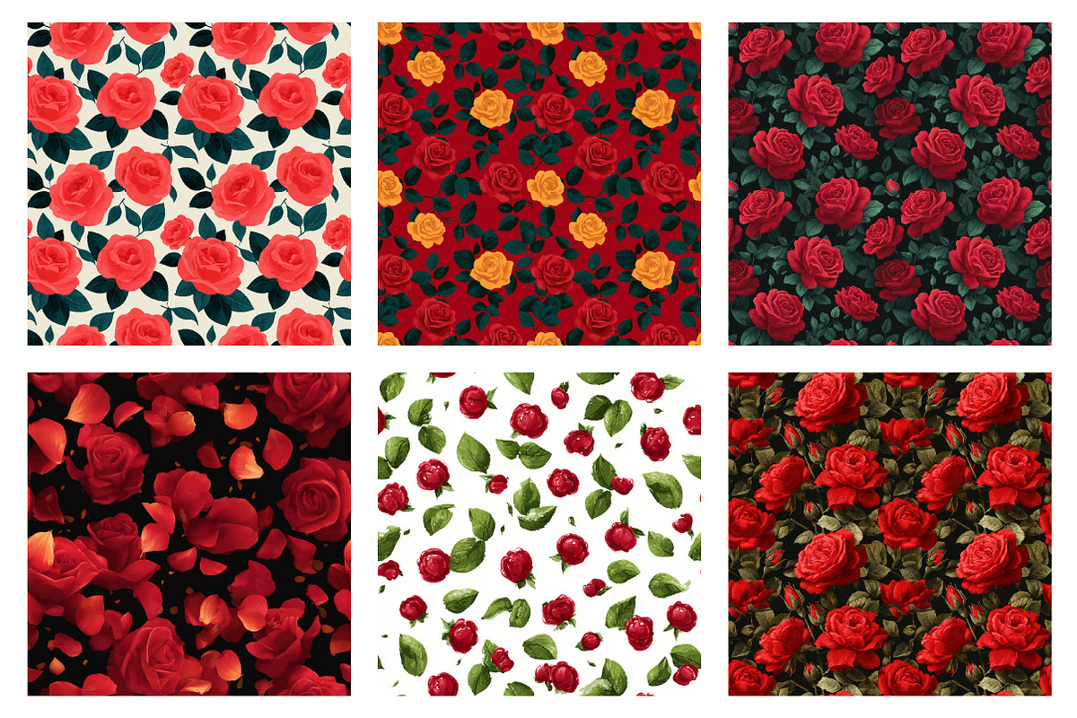Red Roses Seamless Patterns, a Texture Illustration by Dream Creation (Photo 2 of 5)