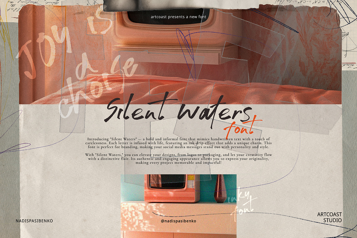 Elegant Inky Font - Silent Waters, a Script Font by Artcoast Fonts (Photo 1 of 8)