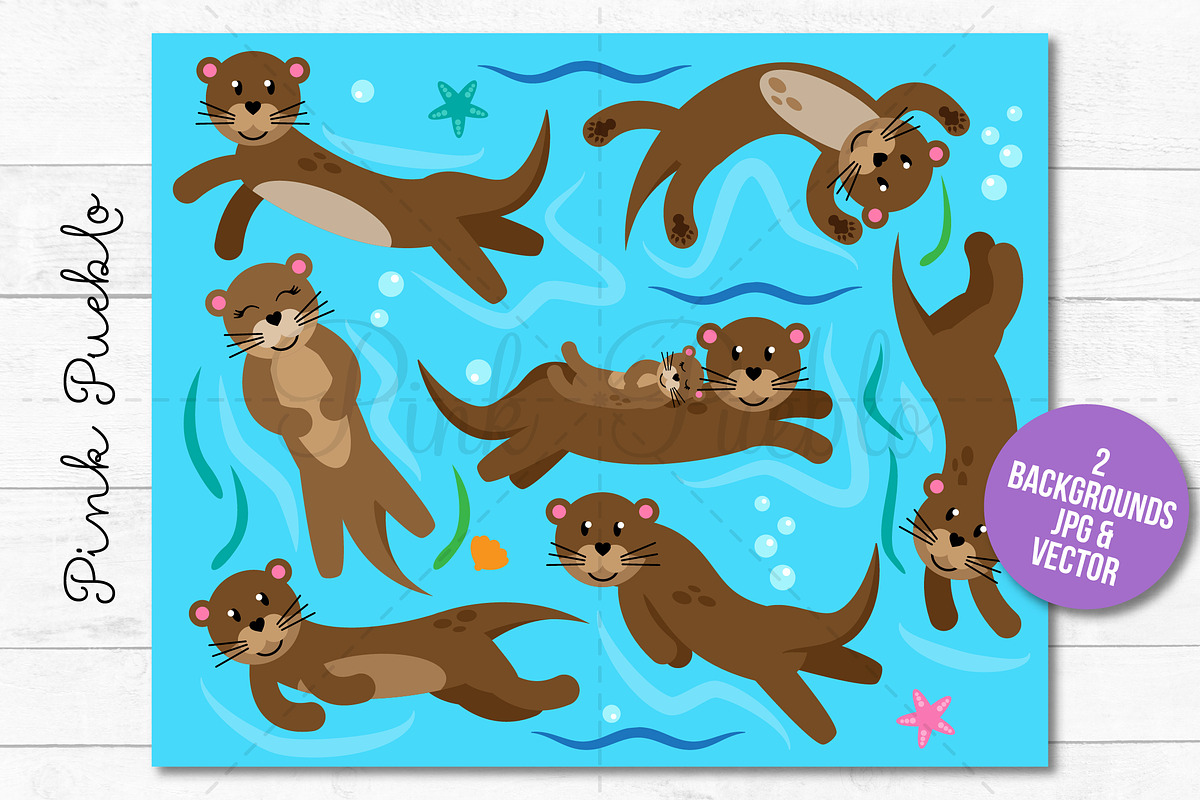 Otter Clipart and Vectors, an Animal Illustration by PinkPueblo (Photo 2 of 4)