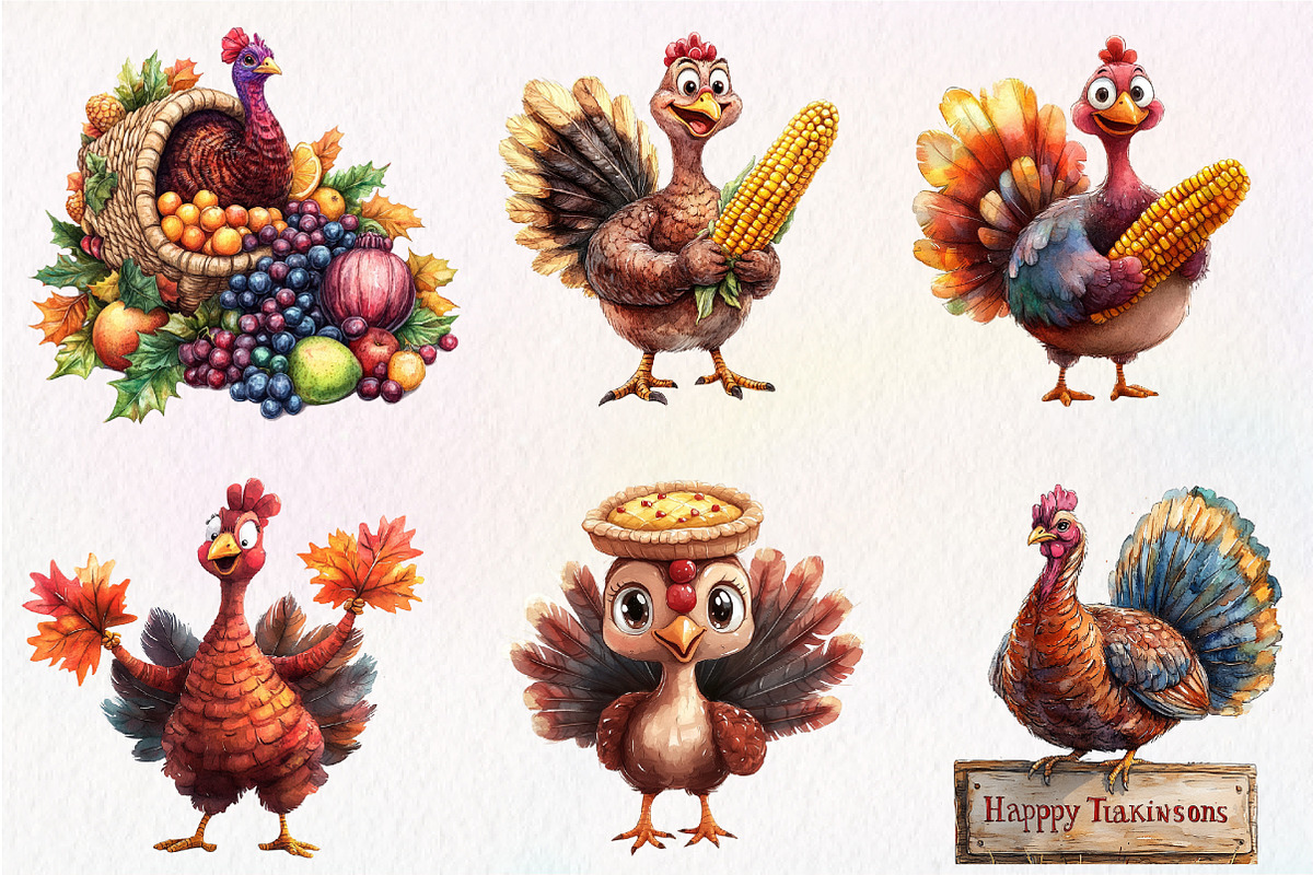 Thanksgiving Turkey Clipart, an Illustration by CreationArt (Photo 2 of 9)