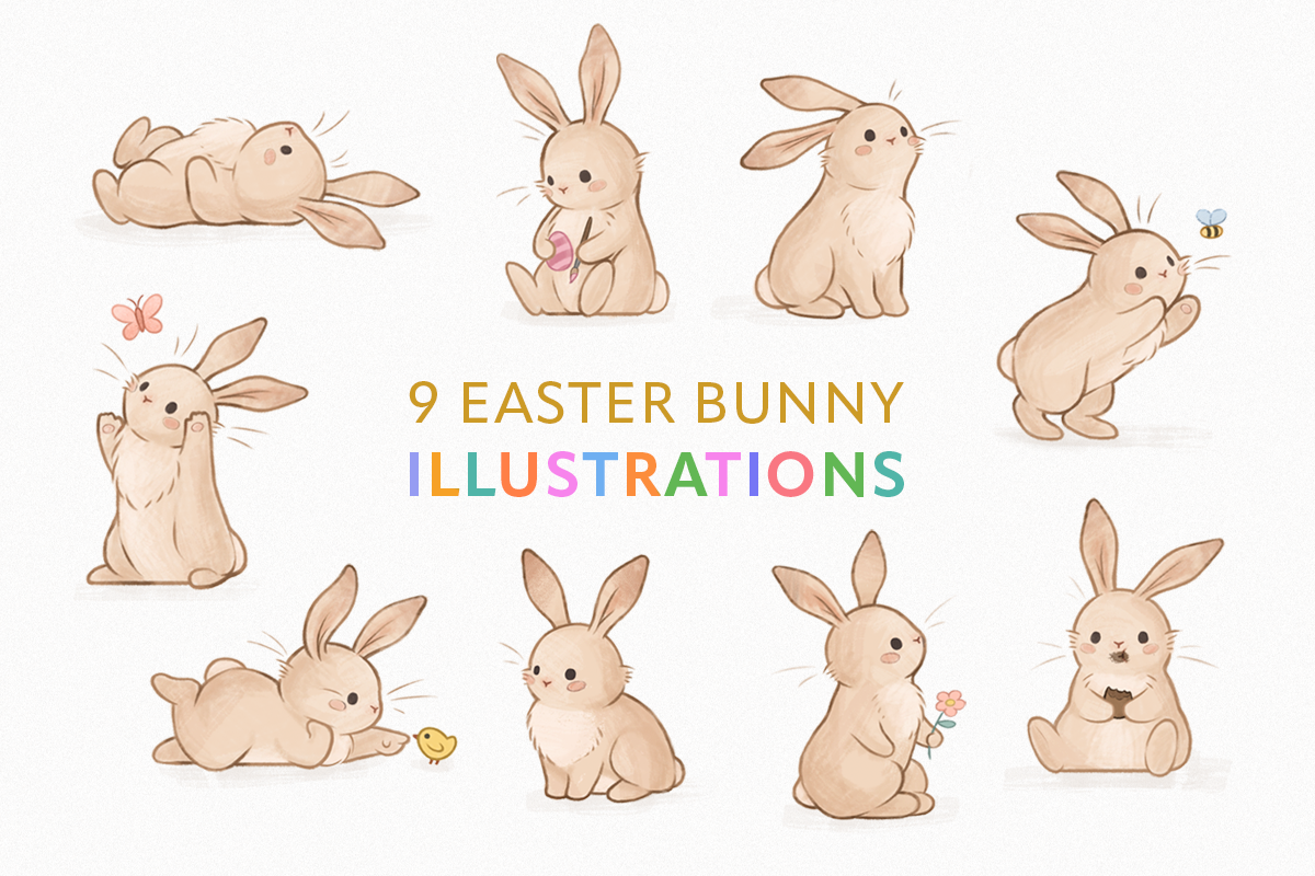 Hoppy Bunnies Easter Illustrations, an Animal Illustration by FalcoCreative (Photo 3 of 9)