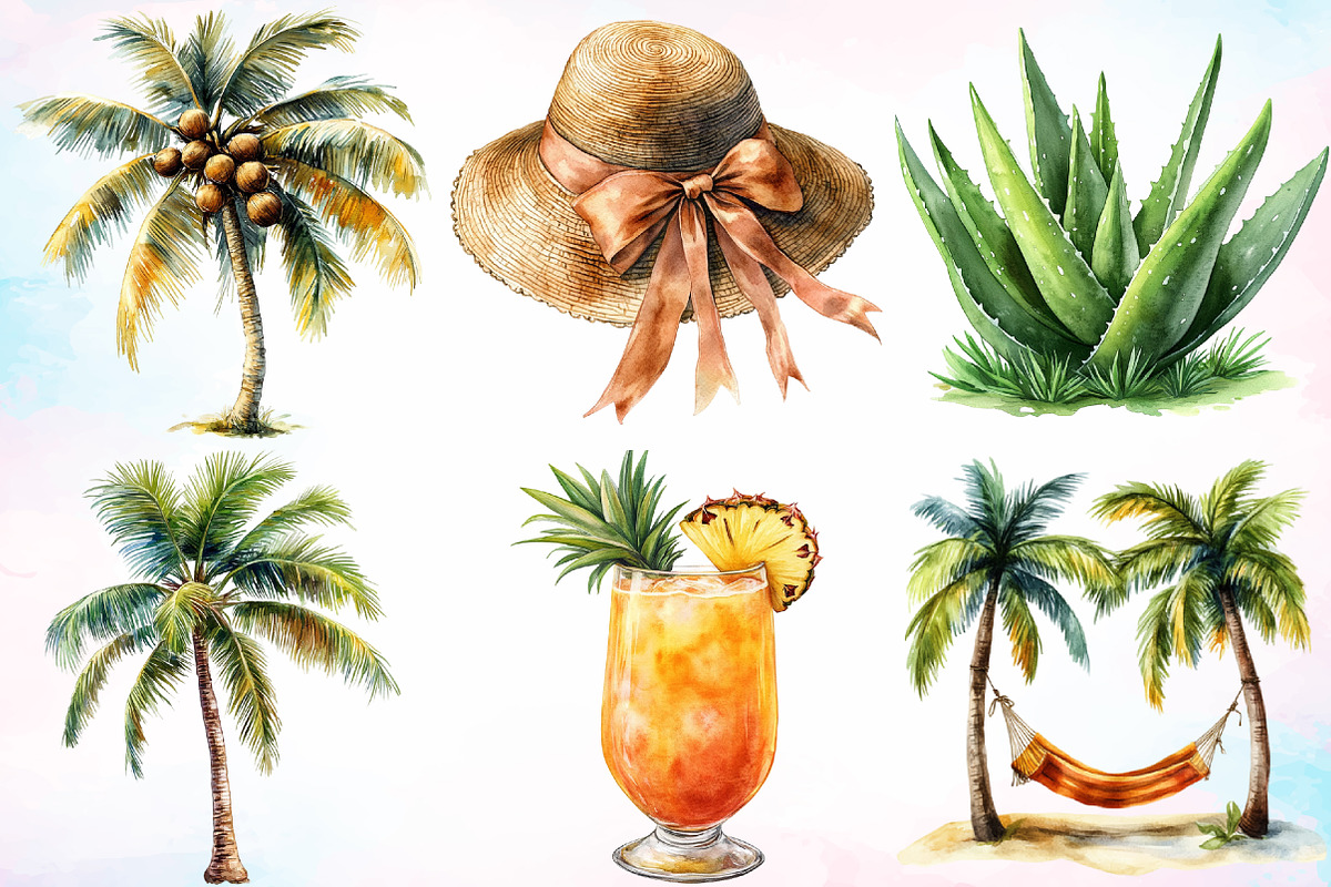 Watercolor Sepia Tropical Beach PNG, a Seasonal Illustration by Canvas Craft (Photo 4 of 5)