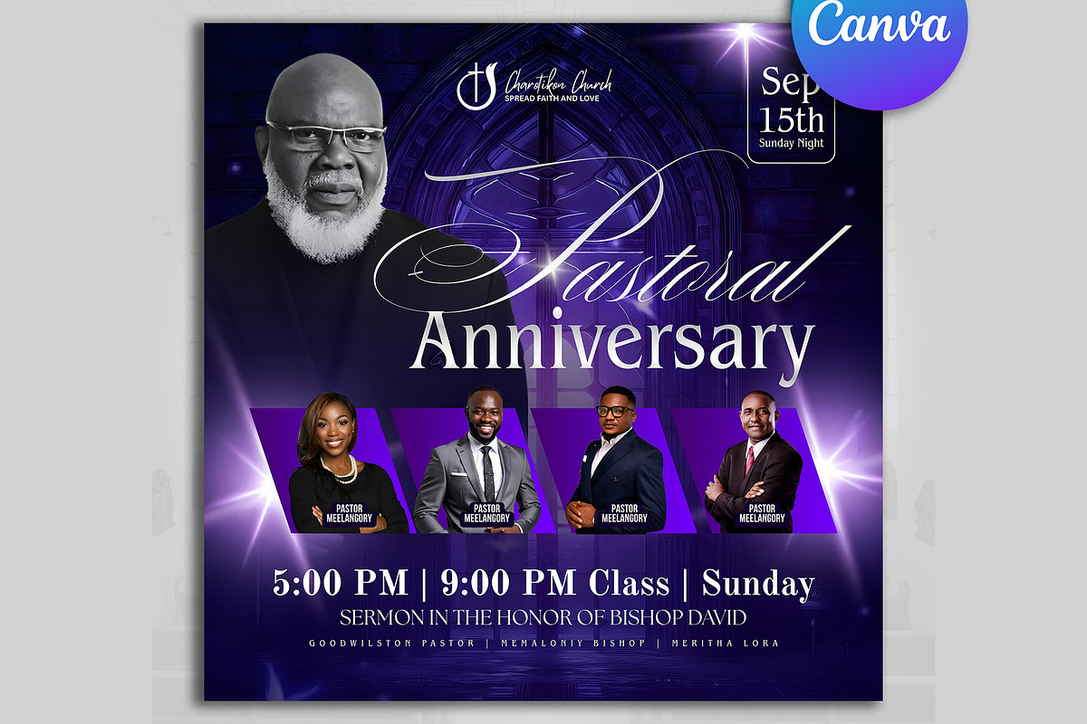 Pastoral Anniversary Church Flyer, a Flyer Template by Design Up (Photo 2 of 2)