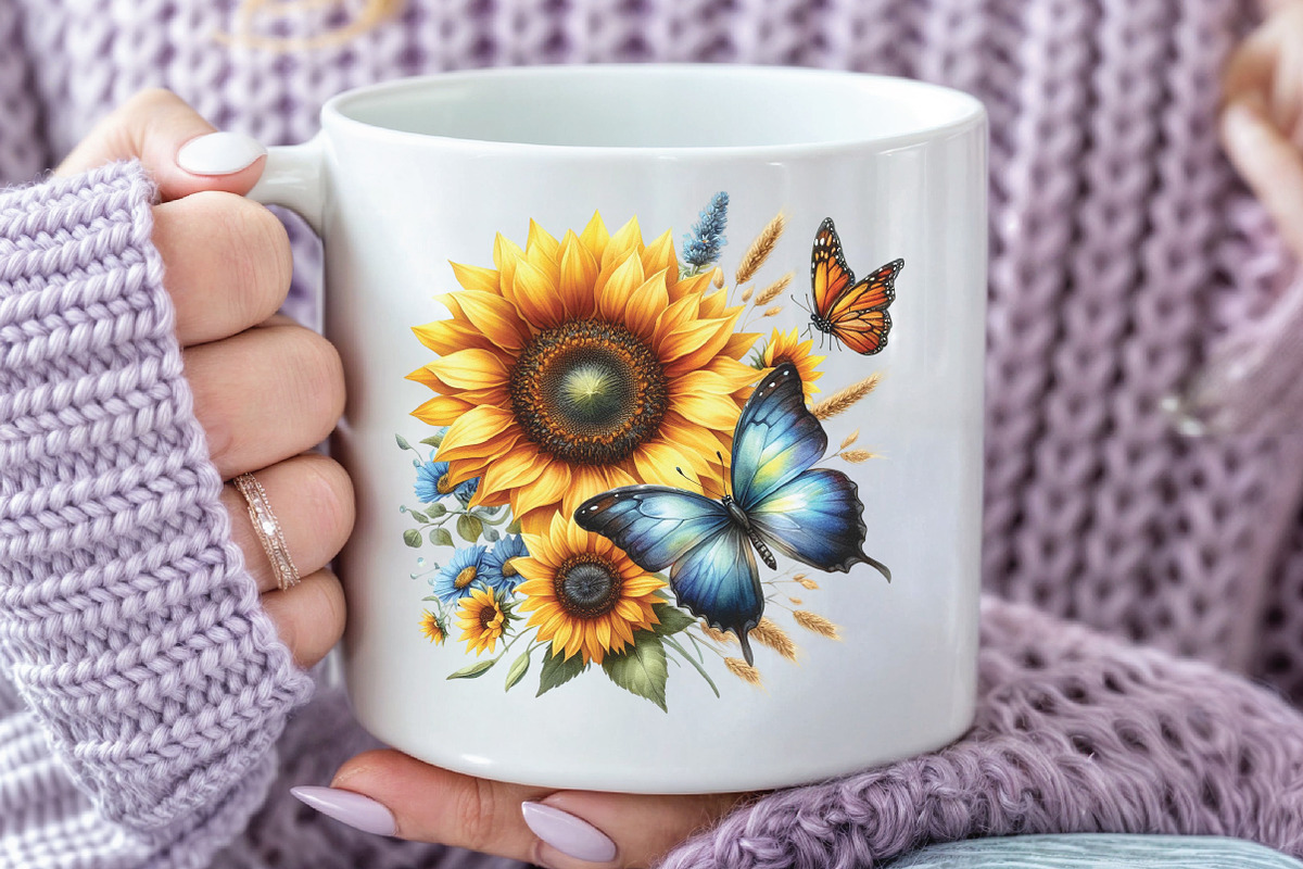 Watercolor Summer Sunflower Clipart, an Illustration by CraftArtStudio (Photo 5 of 6)