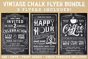 Vintage Chalk Flyer Poster Bundle, a Flyer Template by SkyvaraSupply (Thumbnail 1 of 3)
