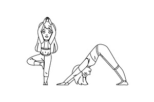 sport kid girl yoga vector, a Sport Illustration by pikepicture
