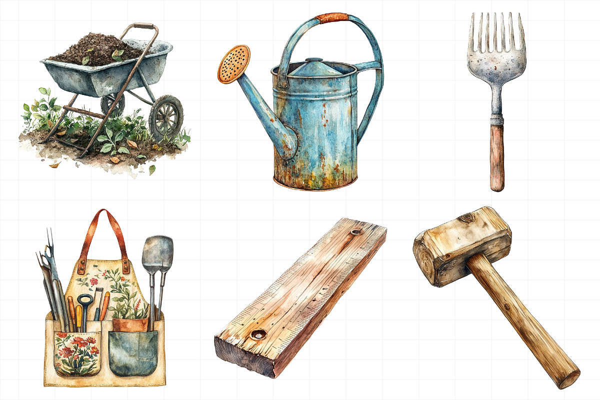 Watercolor Garden Tool Clipart, an Illustration by Daily.Designs (Photo 5 of 7)
