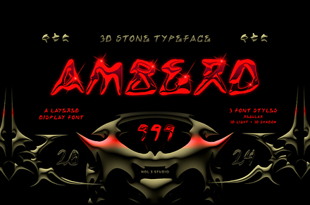 Amberd | 3d Stone Layered font, a Handwritten Font by Nol 3 Studio