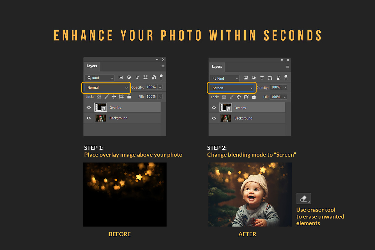 30 Christmas bokeh overlay PNG, an Action Add-On by Walllow Creatives (Photo 5 of 7)