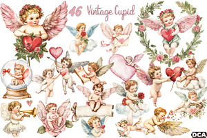 Vintage Cupid Clipart, an Illustration by DreamCafeArt