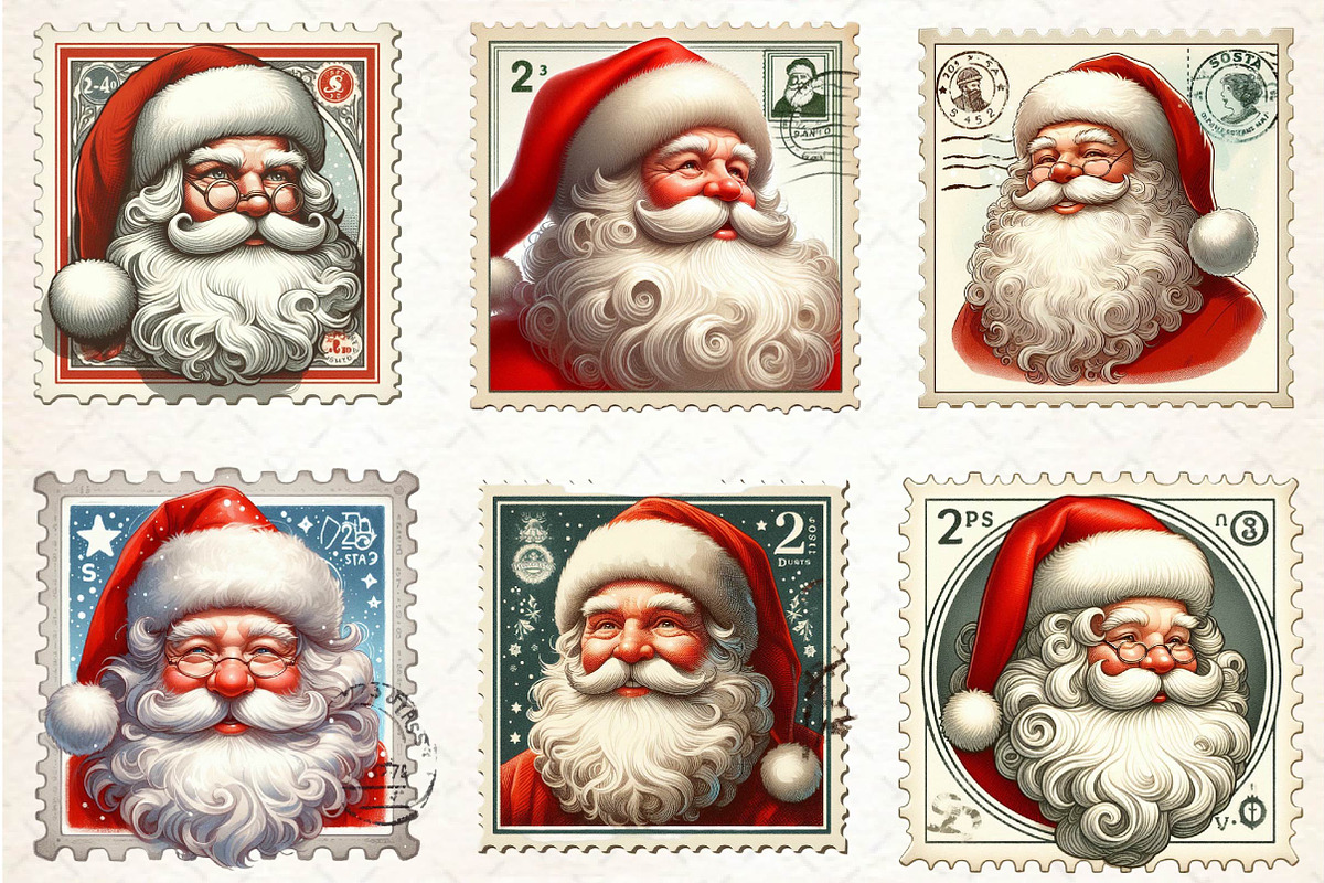 Postage Stamp Santa Claus Clipart, an Illustration by CreationArt (Photo 5 of 5)