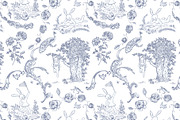 Toile de jouy - Bunnies on picnic, a Pattern Graphic by YvY (Thumbnail 1 of 3)