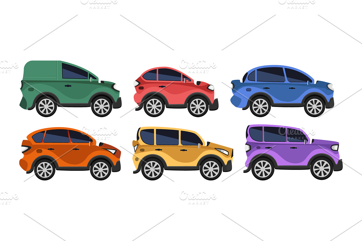 Colorful cartoon cars collection, a Transportation Illustration by Yayasya