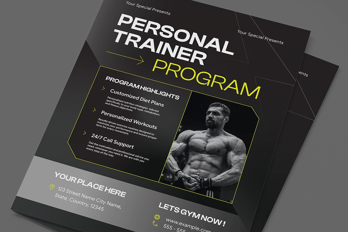 Personal Trainer Program Flyer, a Flyer Template by graphicook (Photo 2 of 3)