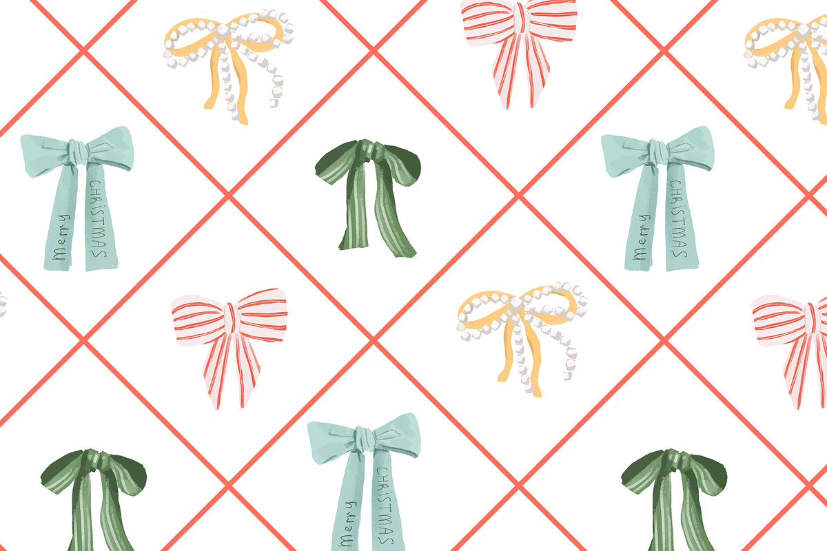 Christmas Seamless Patterns bows, a Pattern Graphic by Pattern + watercolor (Photo 7 of 10)