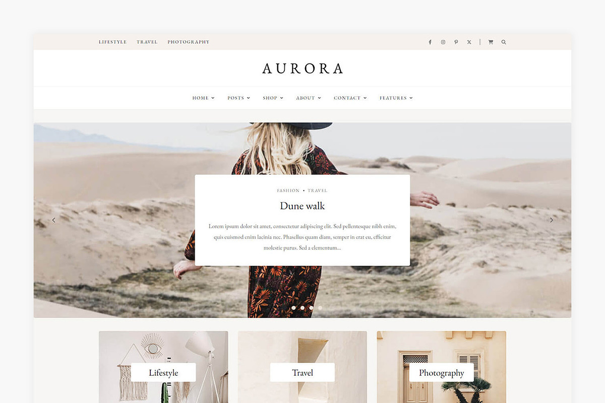 Aurora - WordPress Blog & Shop Theme, a WordPress Template by Lucid Themes (Photo 2 of 8)