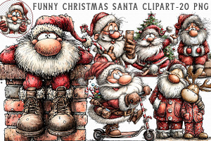 Funny Christmas Santa Clipart, an Illustration by Libby Wishes