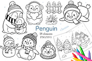Winter Penguin PNG SVG Clipart, an Animal Illustration by ArtGiftsStudio (Thumbnail 1 of 4)