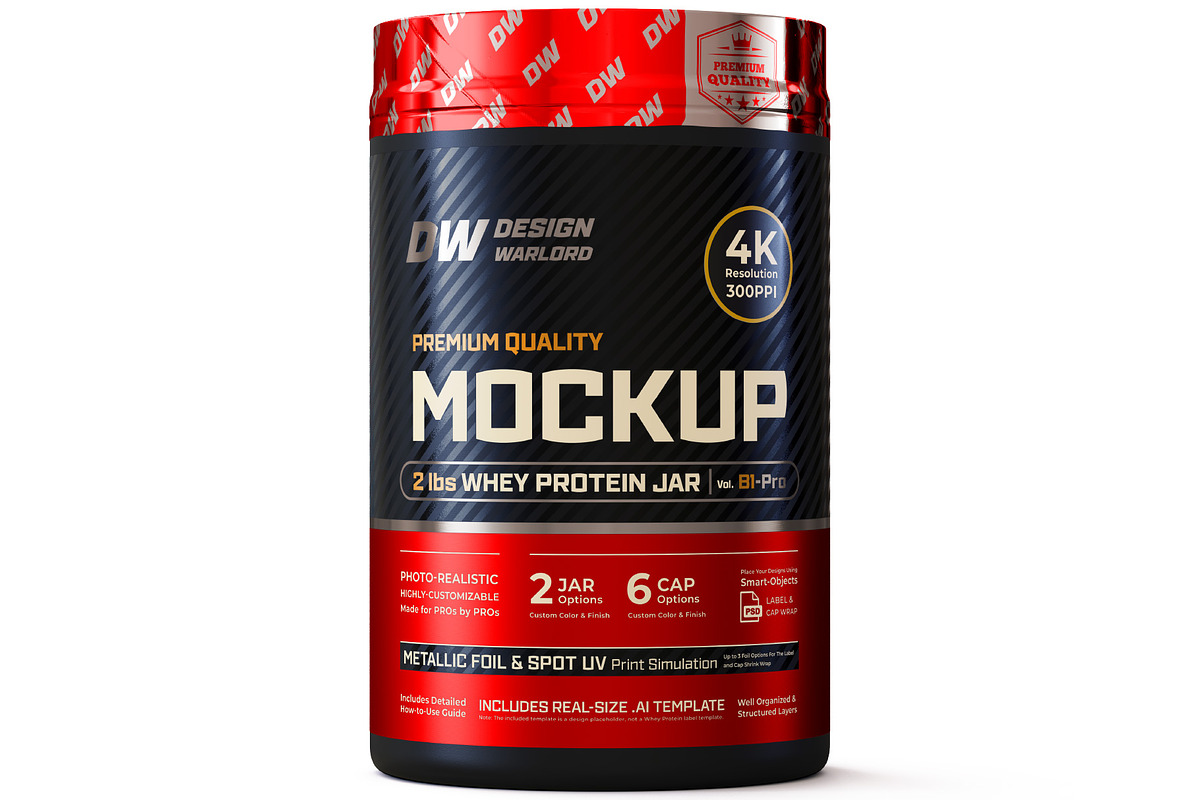 2lb Whey Protein Jar Mockup B1-Pro, a Packaging Mockup by Design Warlord (Photo 1 of 16)