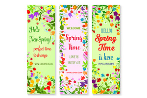 Vector Banners Set For Spring Time Greetings