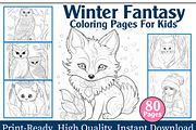 Winter Fantasy Coloring Pages For Ki, an Animal Illustration by maggiesar (Thumbnail 1 of 4)