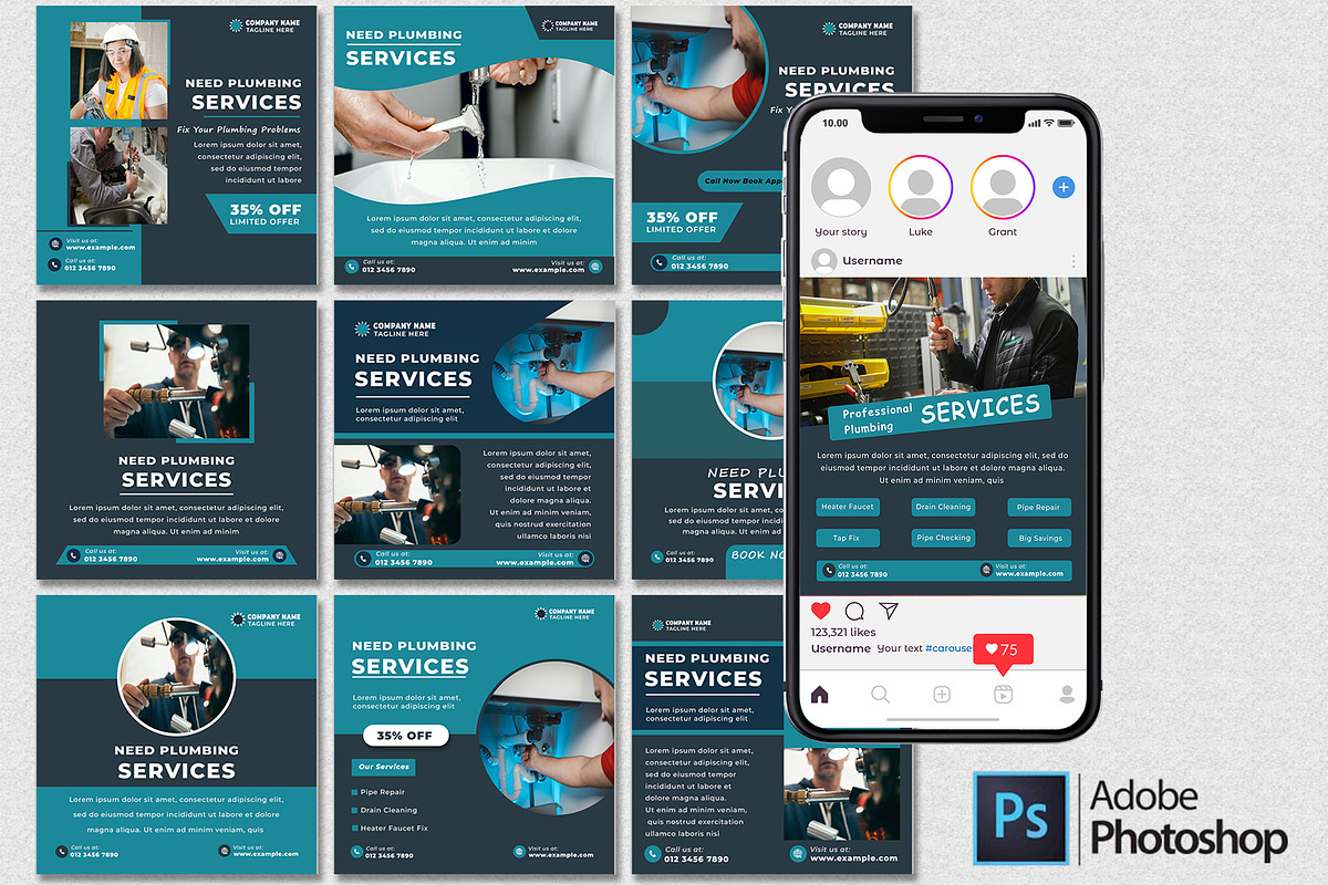 Plumbing Handyman PSD Post Bundle preview 2