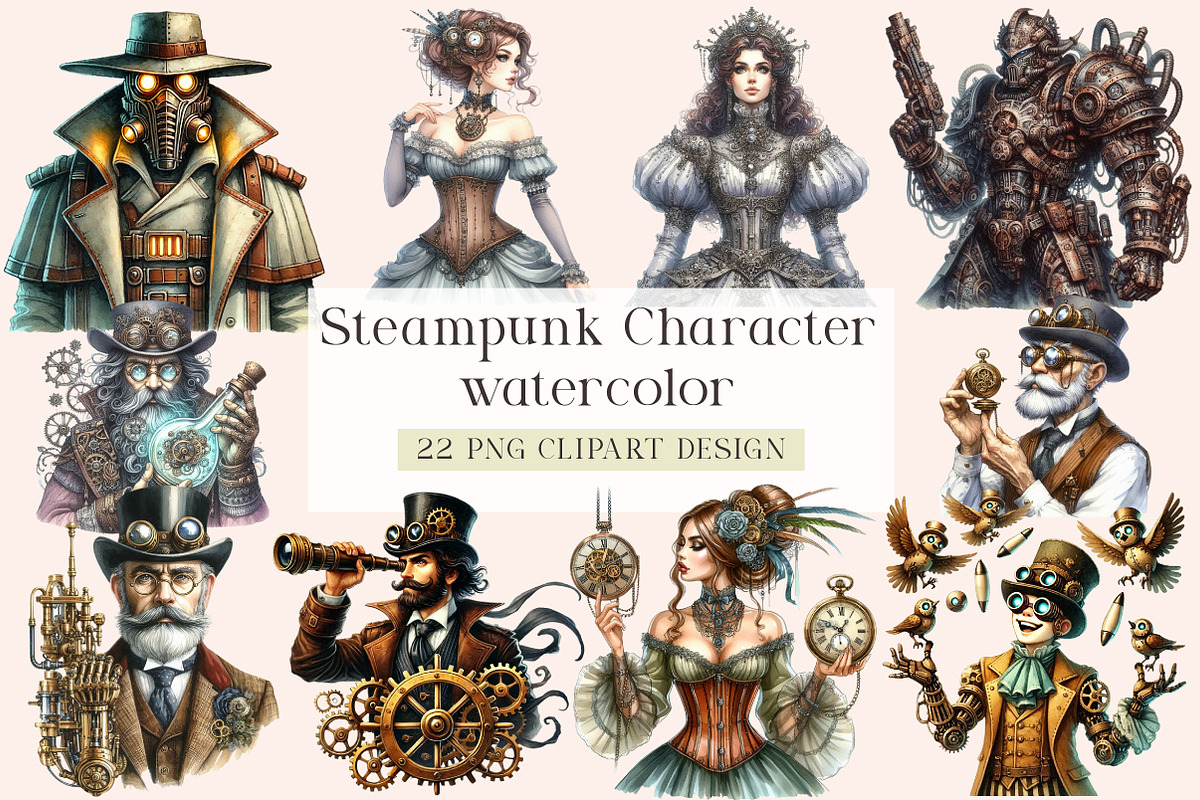 Steampunk Character Clipart, a Seasonal Illustration by DreamArtGraphic (Photo 1 of 4)